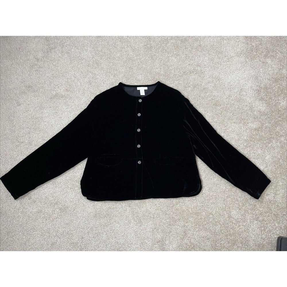 J.Jill Women’s Black Velvet Blazer Jacket Size SP Good Condition
